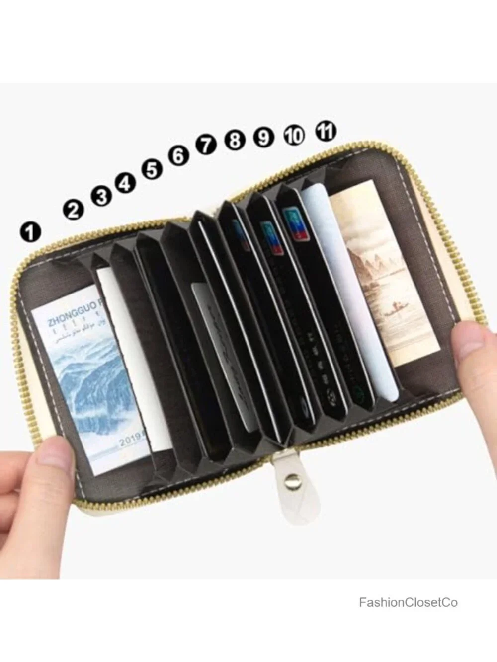 Small Zipper Card Case Wallet Accordion Purse Compact Change Pocket